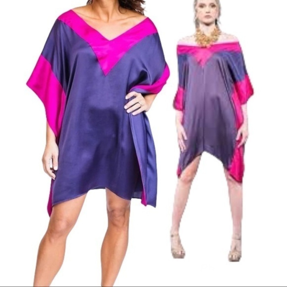 Heidi Houston Melissa Short Kaftan Tunic Mini Dress One Size